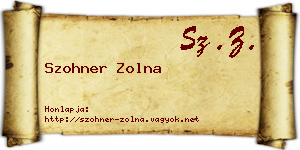 Szohner Zolna névjegykártya